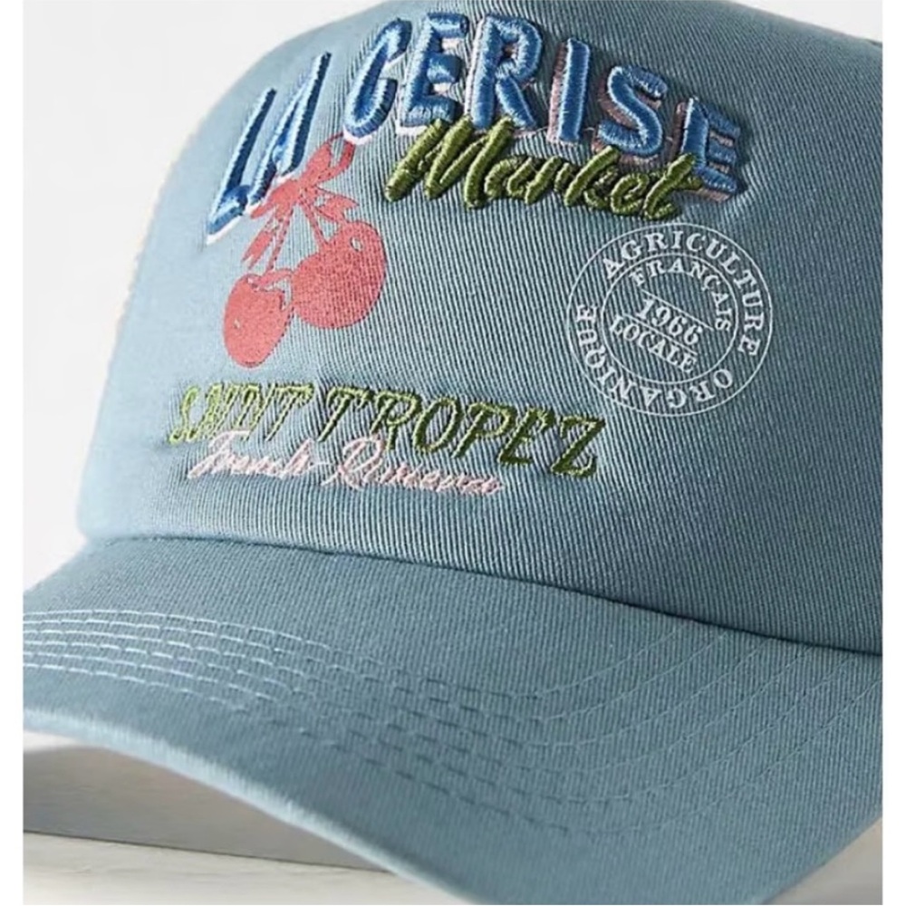 NWOT Worn West by Anthropologie La Cerise Trucker Hat in Blue